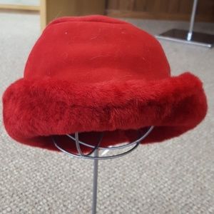 Genuine Lamb Fur Shearling Red Hat